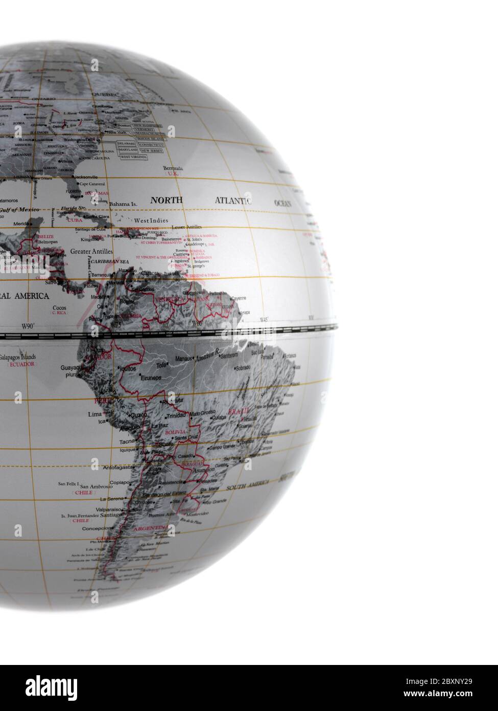 A world globe isolated aqainst a white background Stock Photo - Alamy