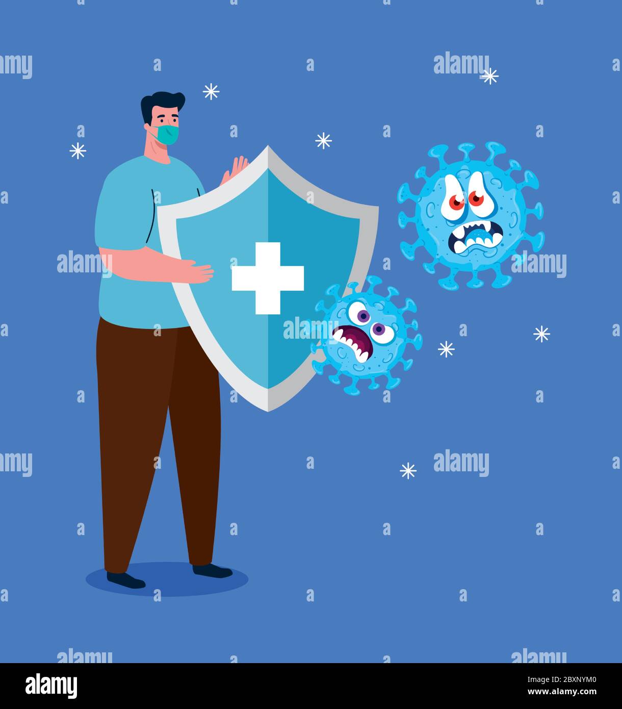 Fight Against Coronavirus Man Wearing Medical Mask Emoji Covid 19 With Facial Expression And Shield Protection Stock Vector Image Art Alamy