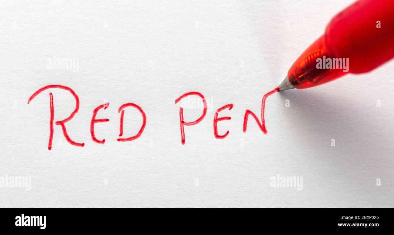 Hand written Writing in red pen on a white background Stock Photo Alamy