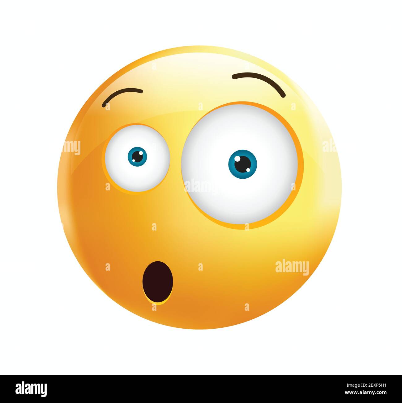 High quality emoticon vector on yellow gradient background. Skeptical emoji with eyes.Yellow face thinking emoji.smarty-pants emoticon. Stock Vector
