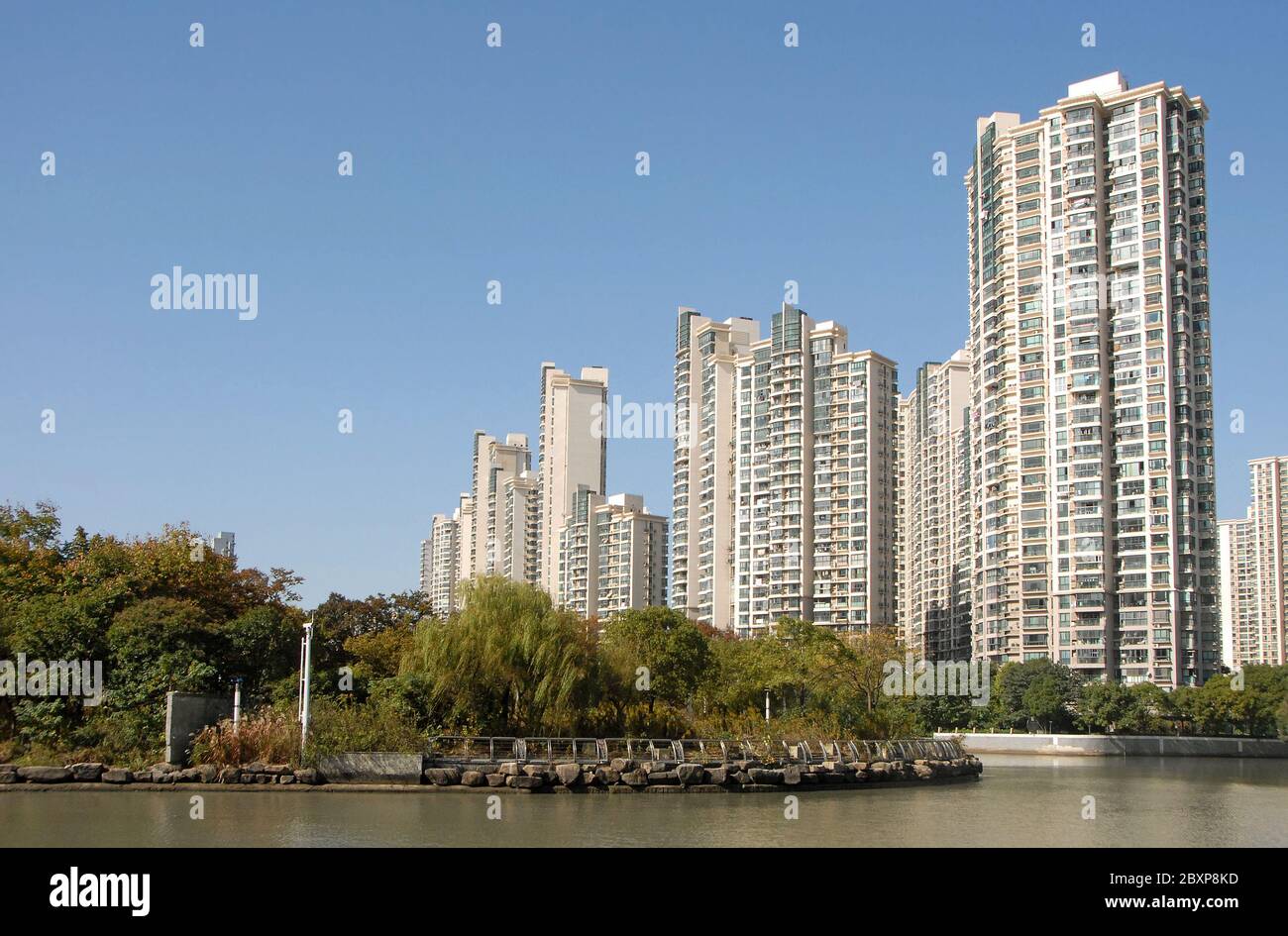 Modern residential tower blocks in Shanghai, China. Typical residential