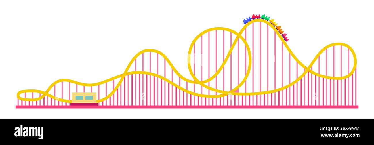 Roller coaster ride in an amusement park icon flat isolated Stock ...