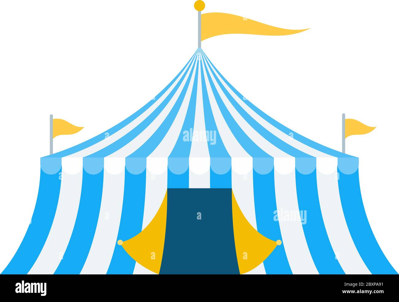Blue striped circus tent vector icon flat isolated Stock Vector