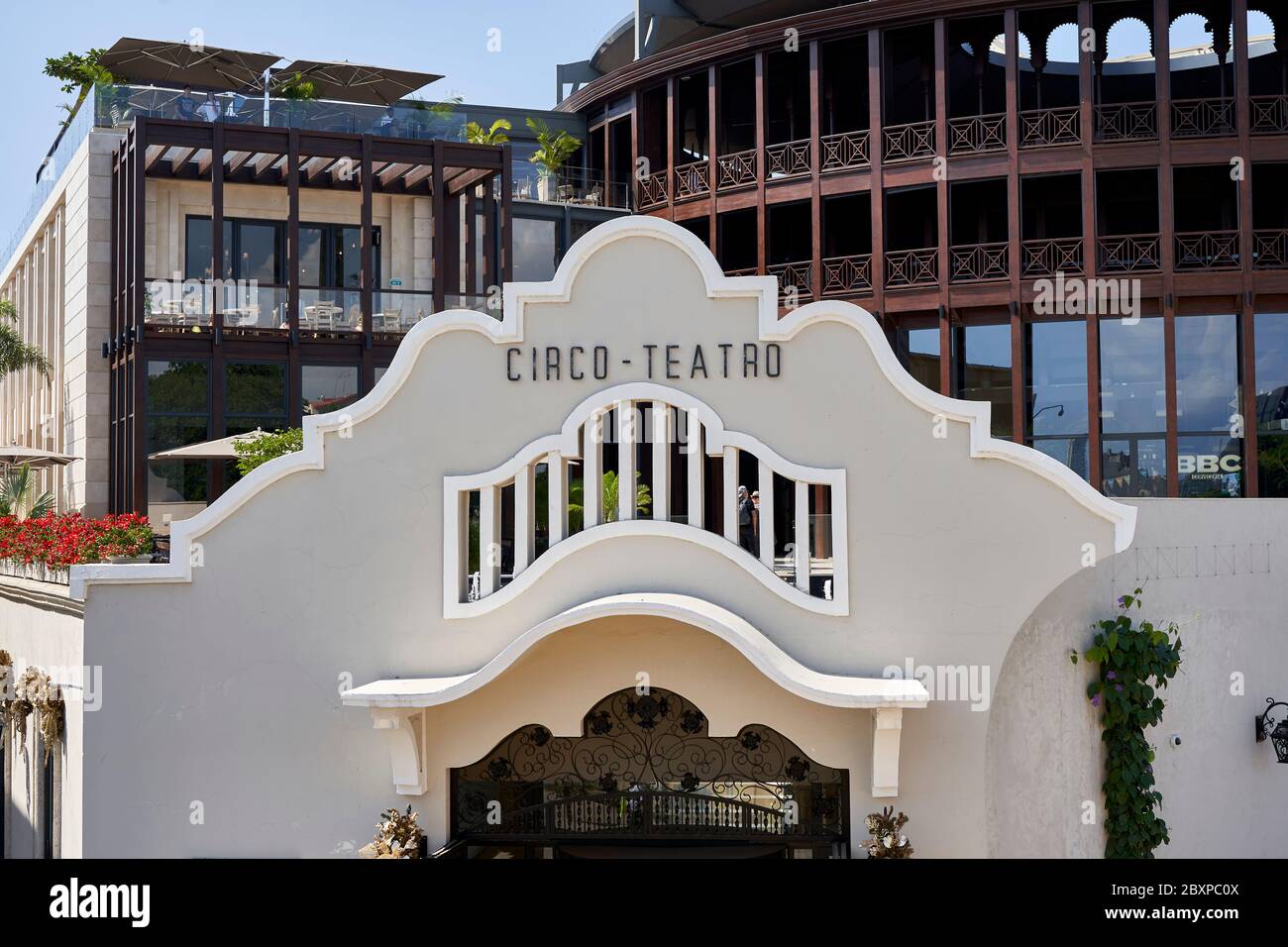 Ciro Teatro former bull ring from the surrounding wall of Cartagena, Colombia Stock Photo