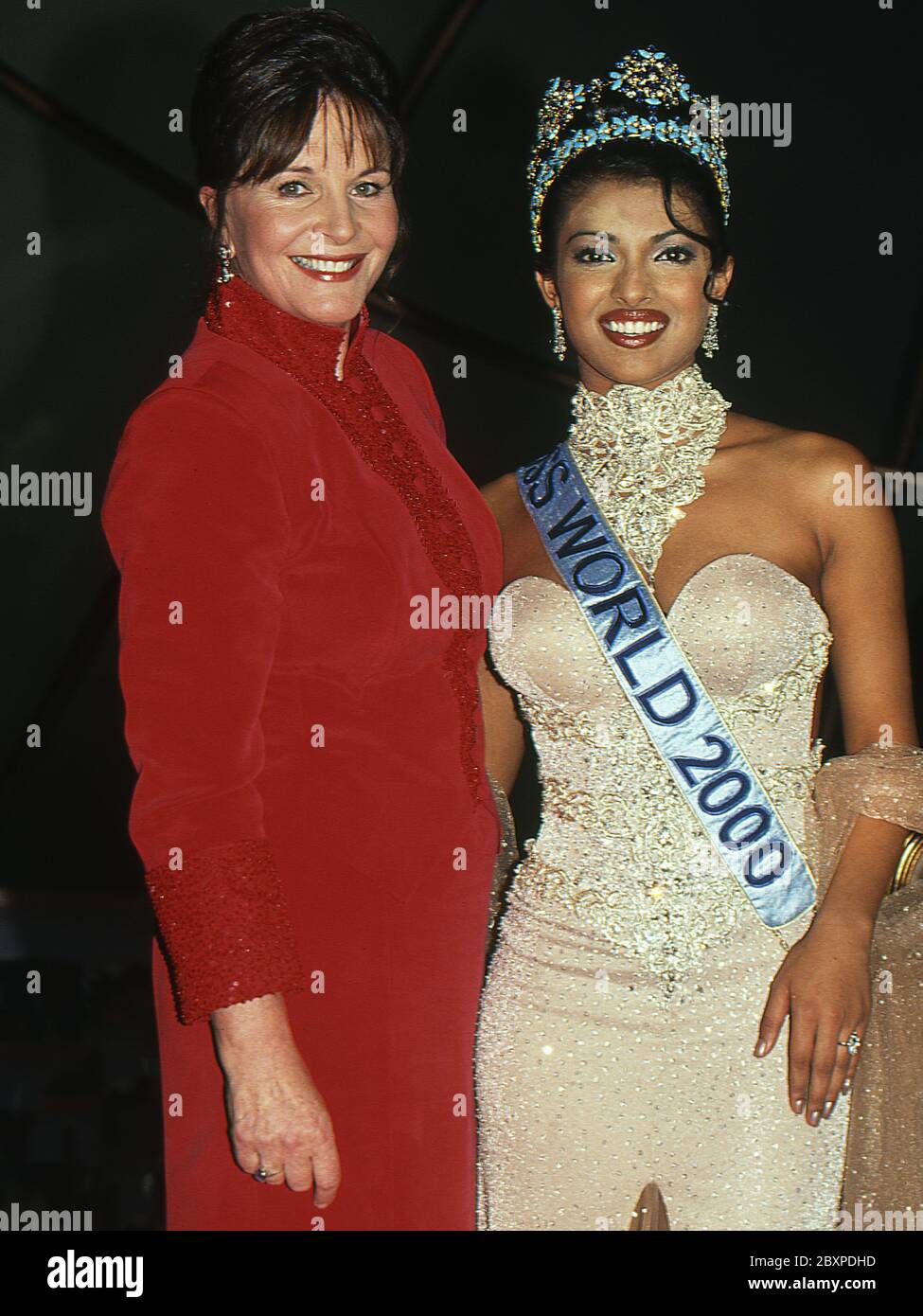 Miss World 2000 Priyanka Chopra with Miss World organiser Julia Morley Stock Photo