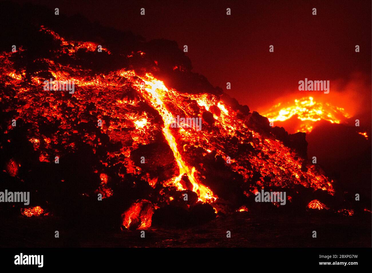 Lava flow on Etna volcano in Sicily Stock Photo