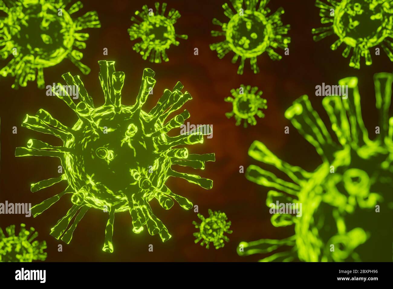 3d rendering of virus structure coronavirus pandemic outbreak medical illustration. Covid-19. Stock Photo