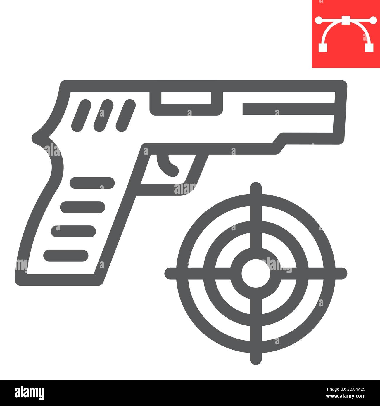 Shooter game line icon, video games and gun, shooting target sign vector graphics, editable stroke linear icon, eps 10 Stock Vector Image and Art
