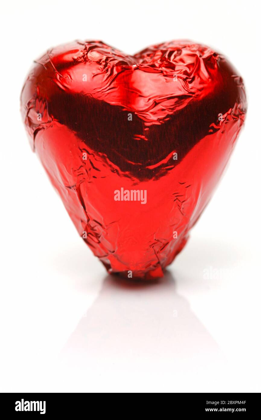 Chocolate love hearts isolated against a white background Stock Photo