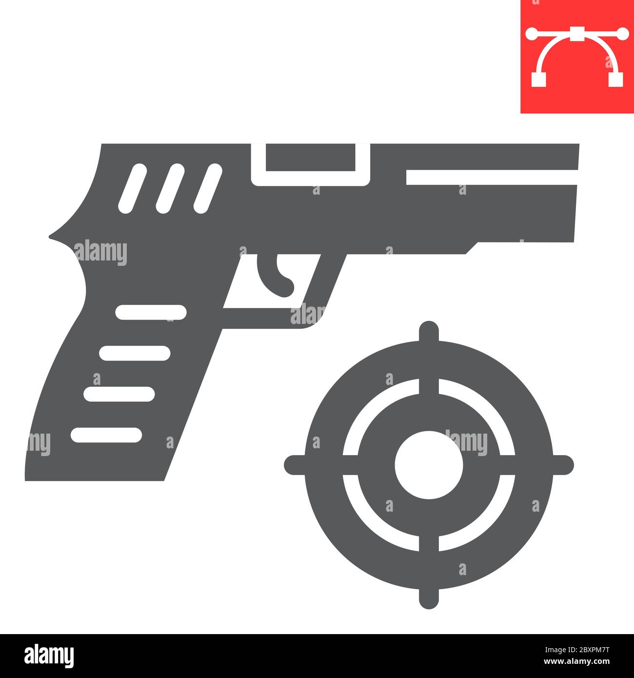 Shooter game glyph icon, video games and gun, shooting target sign vector graphics, editable stroke solid icon, eps 10 Stock Vector Image and Art