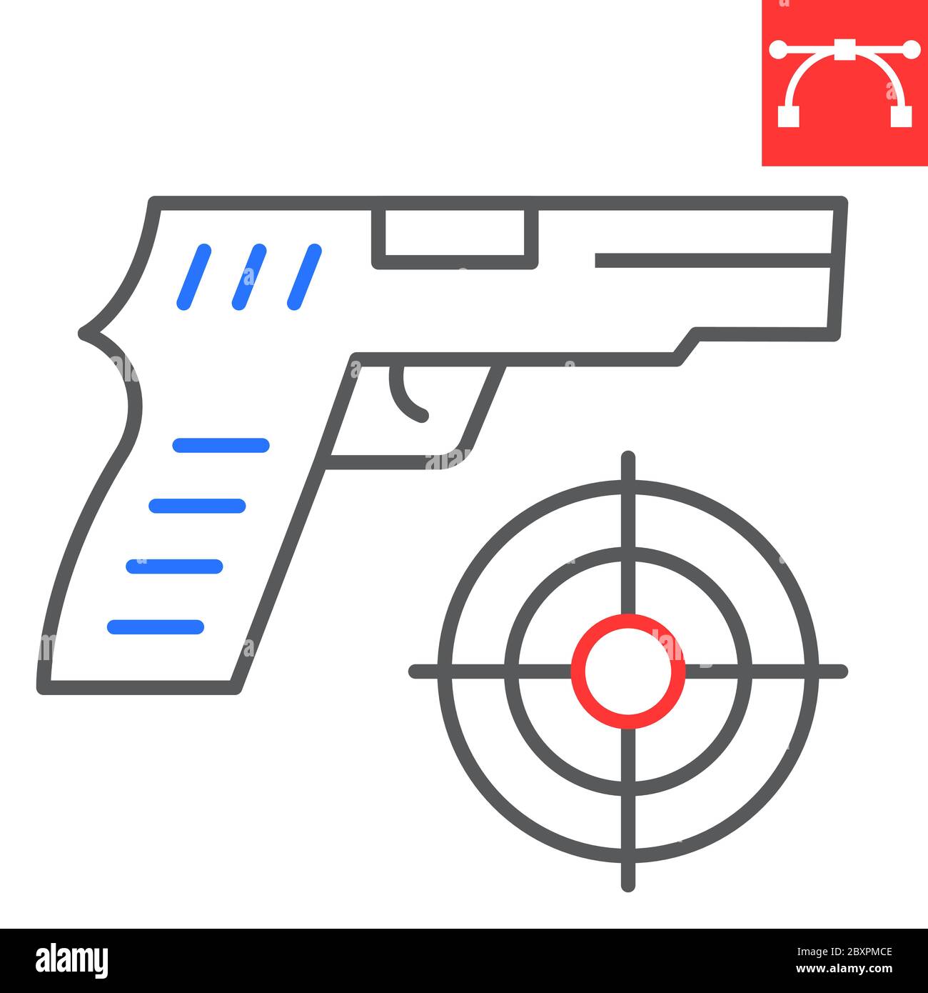 Shooter game color line icon, video games and gun, shooting target sign vector graphics, editable stroke linear icon, eps 10 Stock Vector Image and Art