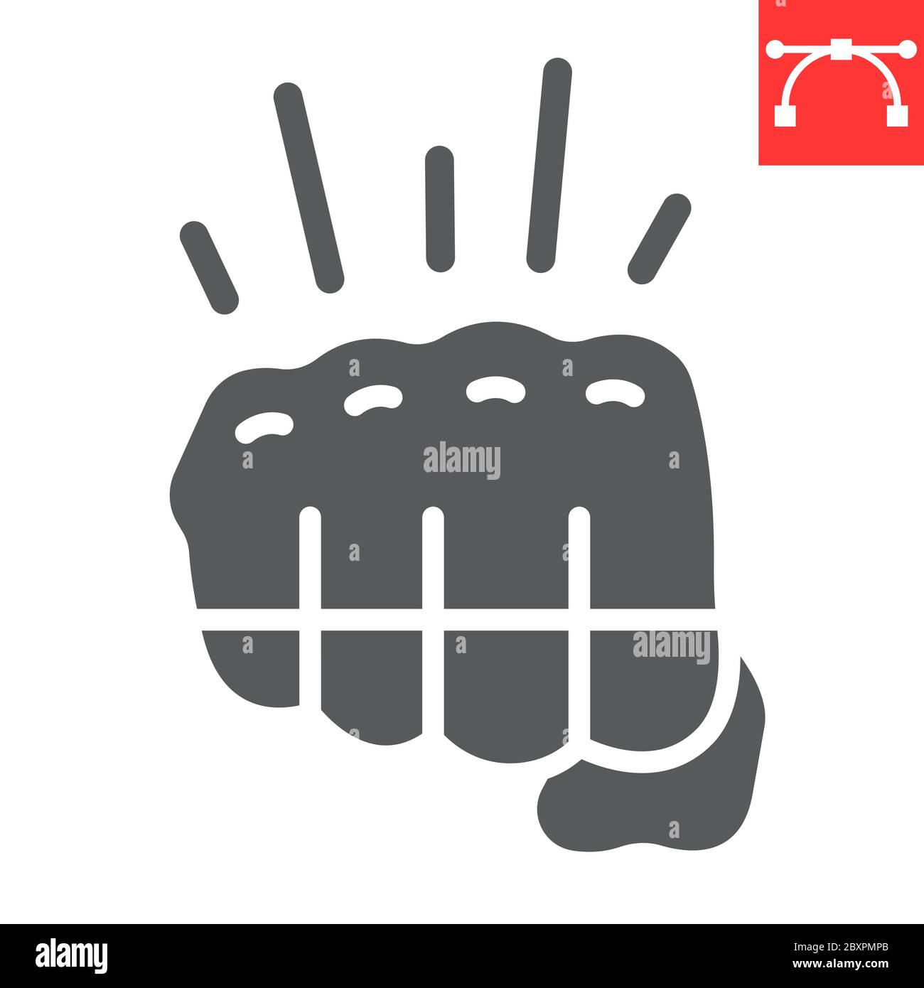 Fighting game glyph icon, video games and fight club, fist sign vector graphics, editable stroke solid icon, eps 10. Stock Vector