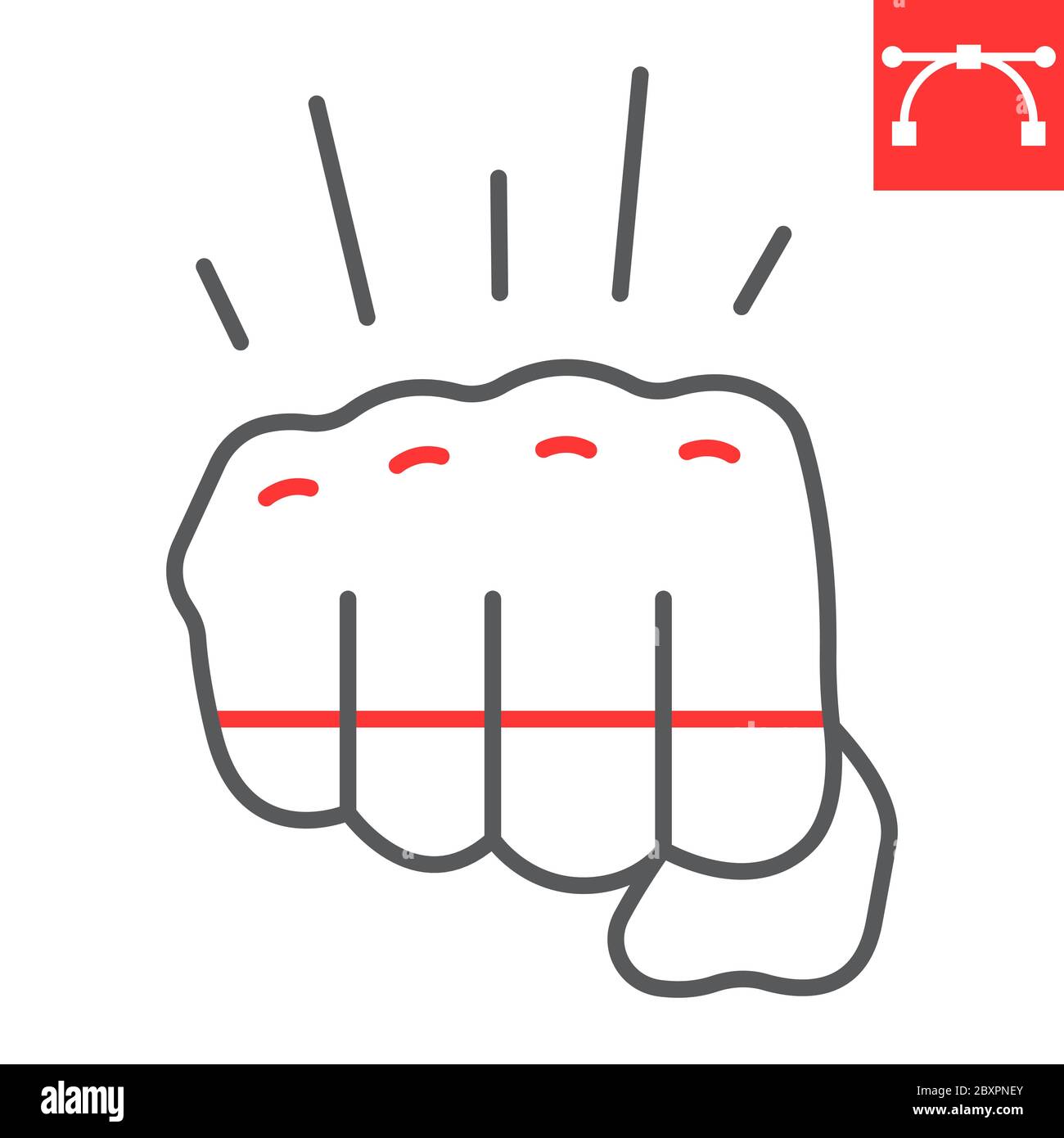 Fighting game color line icon, video games and fight club, fist sign vector graphics, editable stroke linear icon, eps 10. Stock Vector