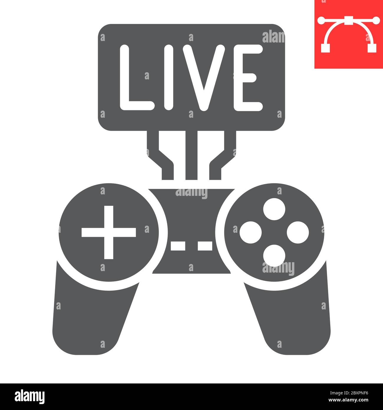Game streaming glyph icon, video games and stream, live stream sign vector graphics, editable stroke solid icon, eps 10 Stock Vector Image and Art