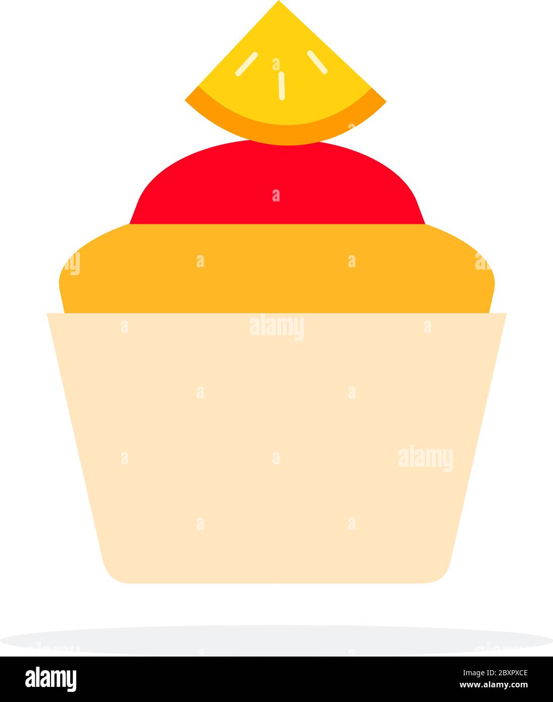 Orange muffin vector flat material design isolated object on white background. Stock Vector