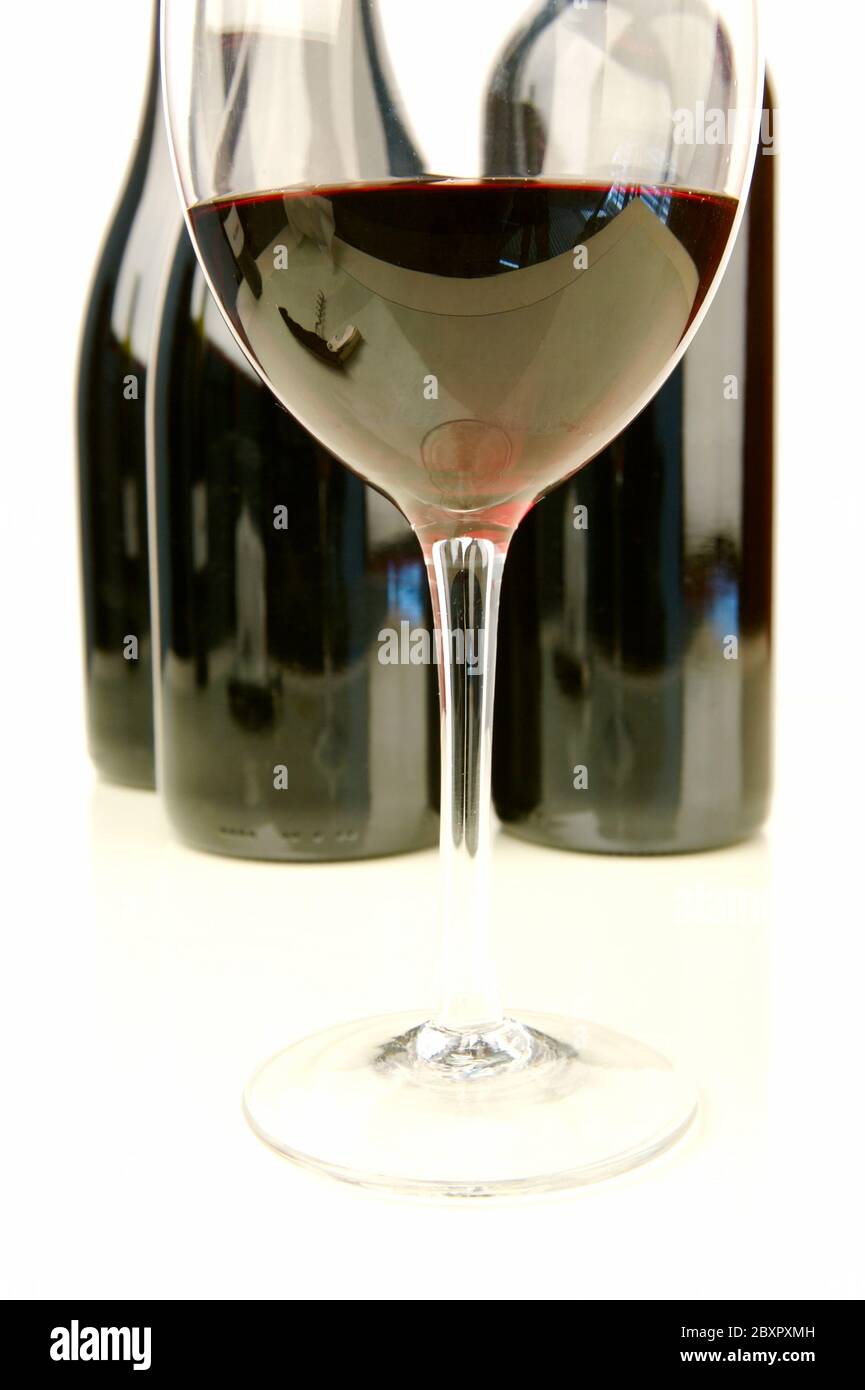 Bottles of red and white wine Stock Photo