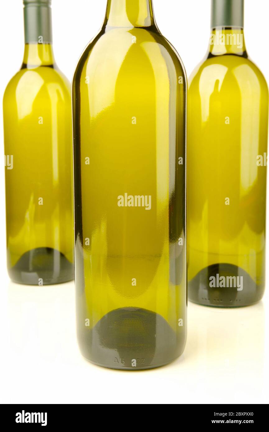Bottles of white wine Stock Photo Alamy