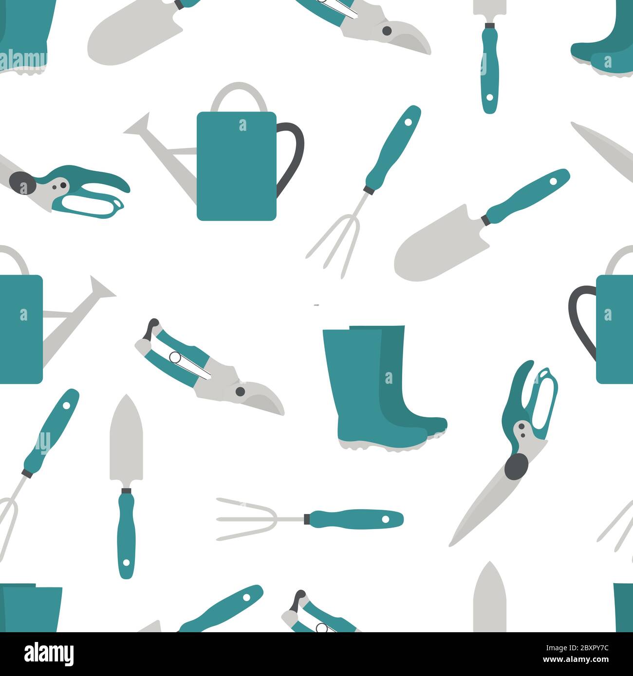 Vector seamless pattern Illustration with gardening tools and rubber ...