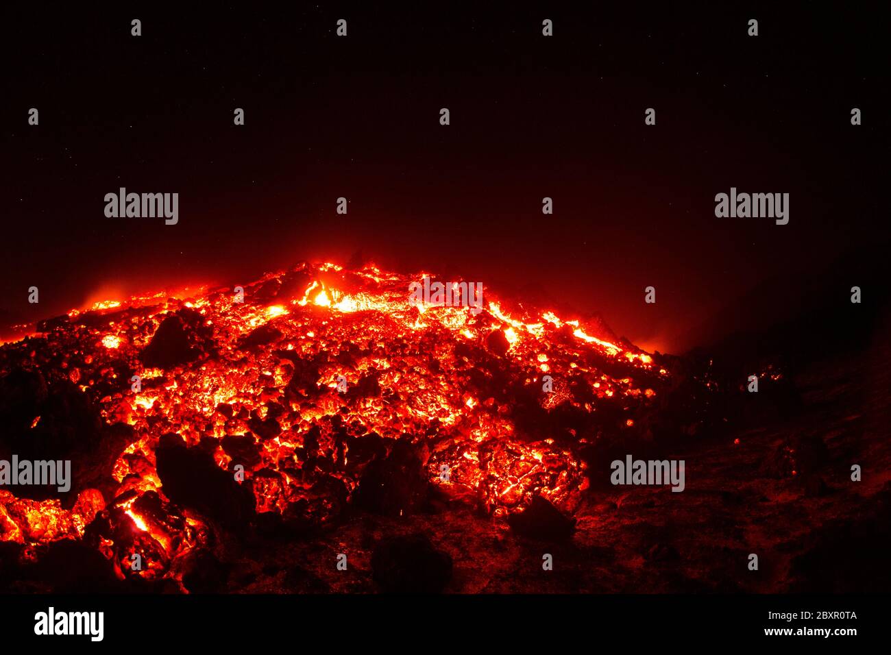 Lava flow on Etna volcano in Sicily Stock Photo