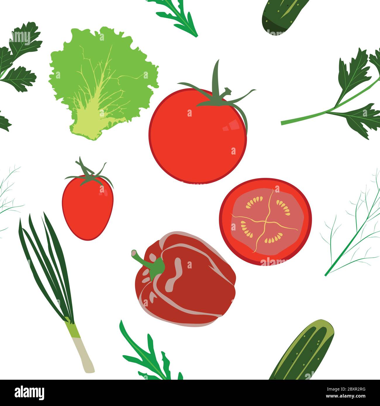 vegetables seamless pattern flat design illustration Stock Vector