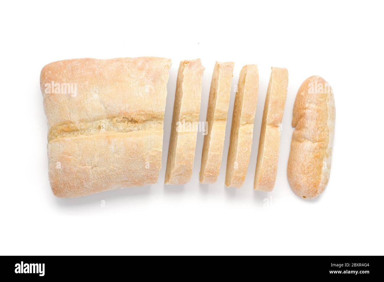 Sliced white bread top view isolated on white bacground Stock Photo - Alamy
