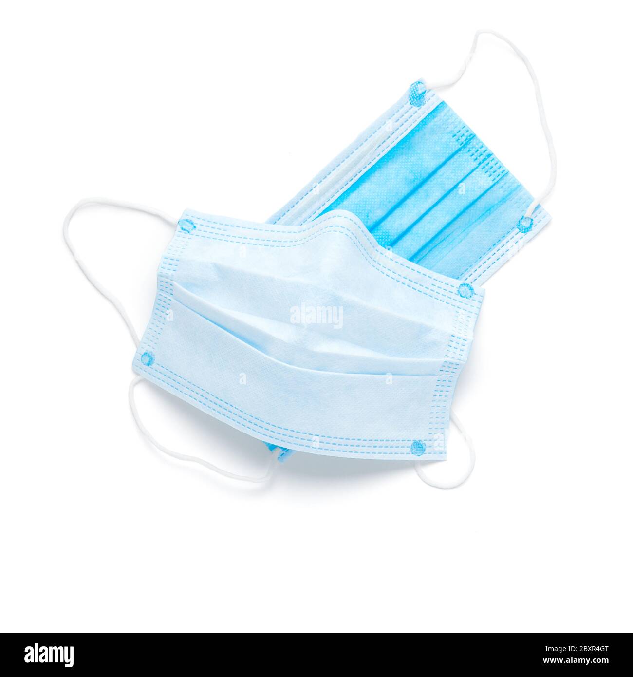 Blue medical mask top view isolated on white background Stock Photo - Alamy