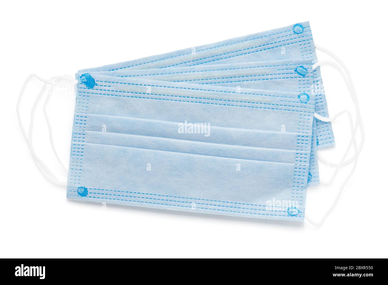 Blue medical mask top view isolated on white background Stock Photo - Alamy