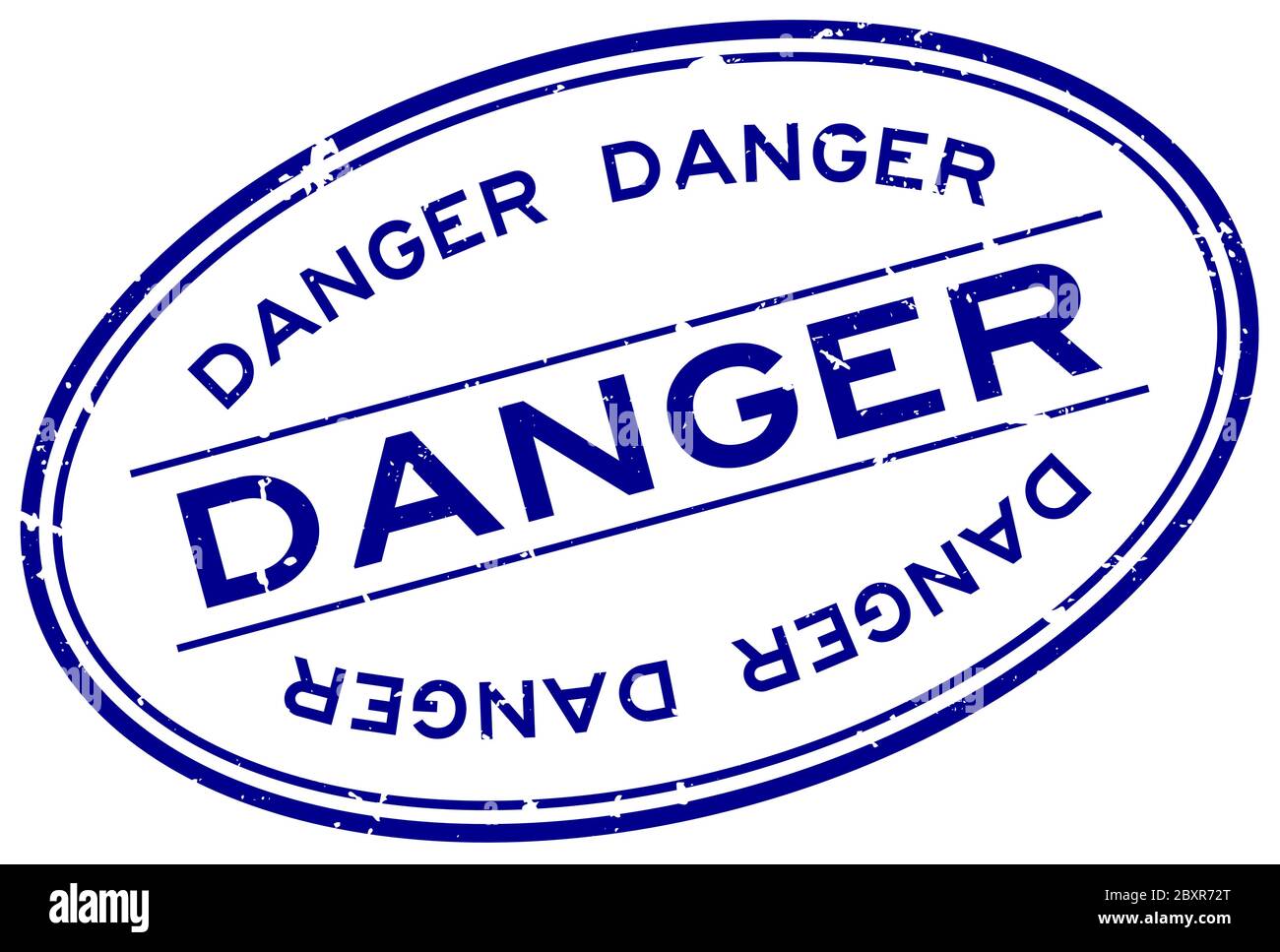 Grunge blue danger word oval rubber seal stamp on white background ...