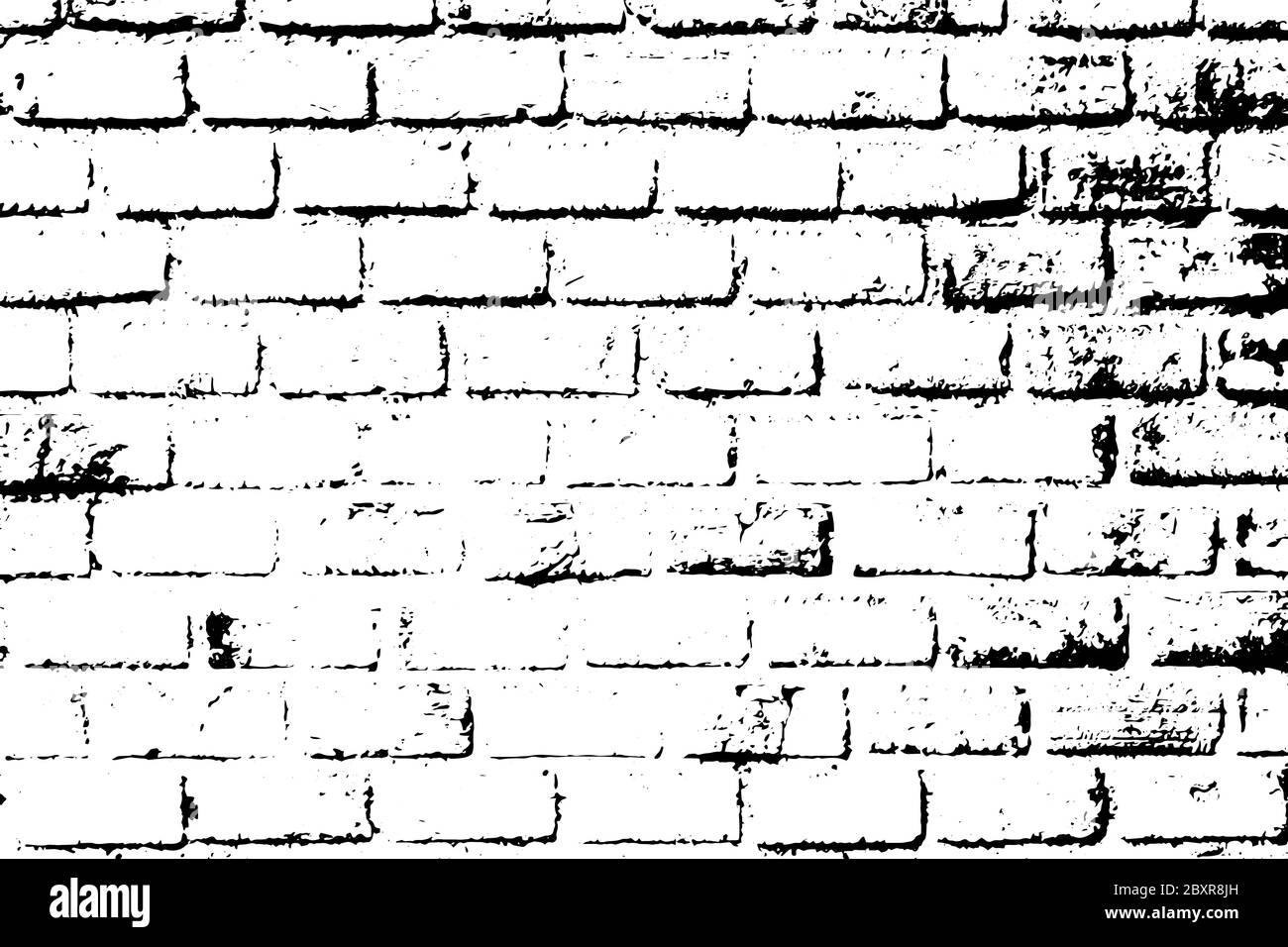 Grunge black texture as brick wall shape on white background (Vector ...