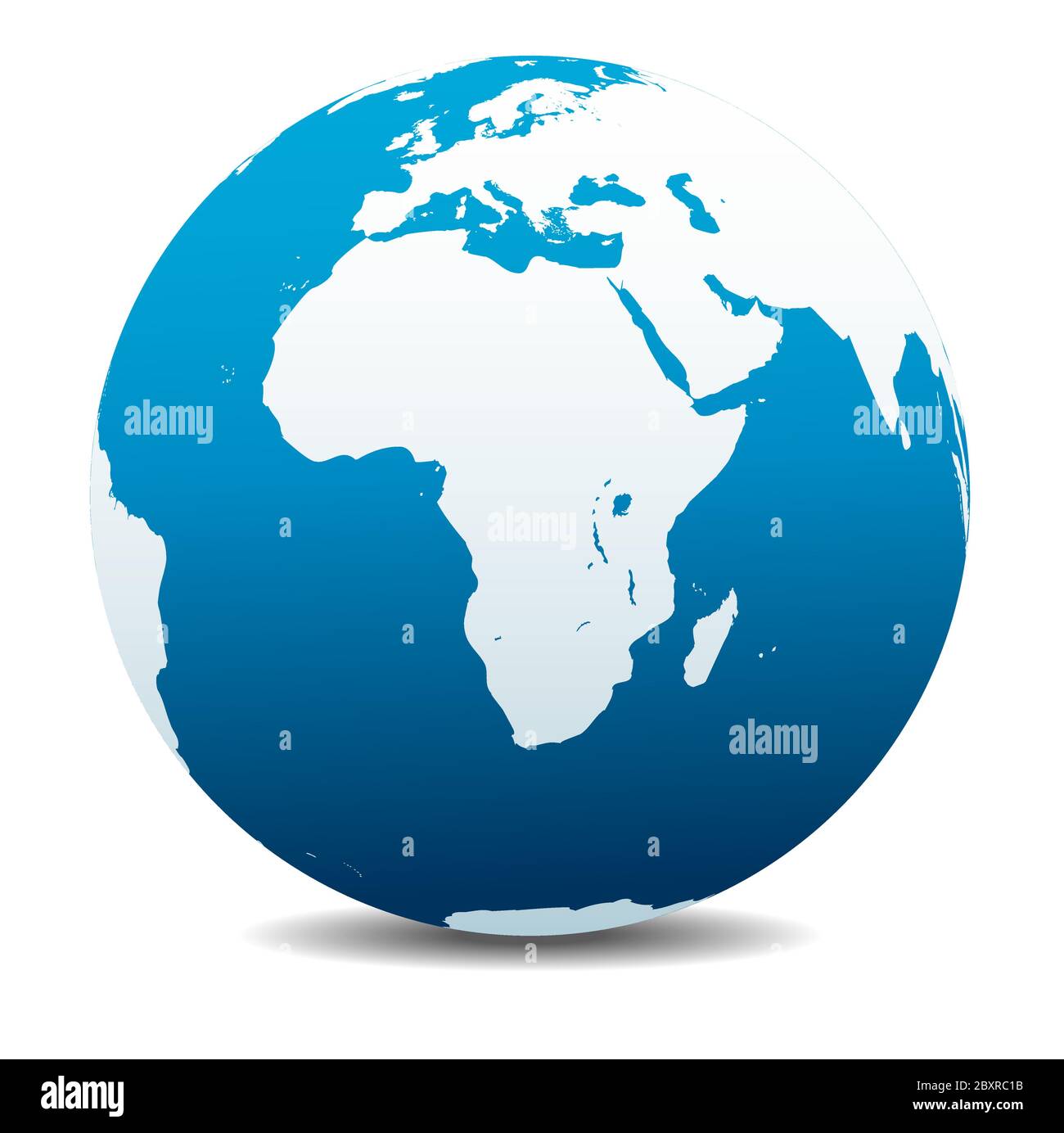 Africa, Arabia. Vector Map Icon of the World Globe, Earth. All elements are on individual layers in the vector file. Stock Vector