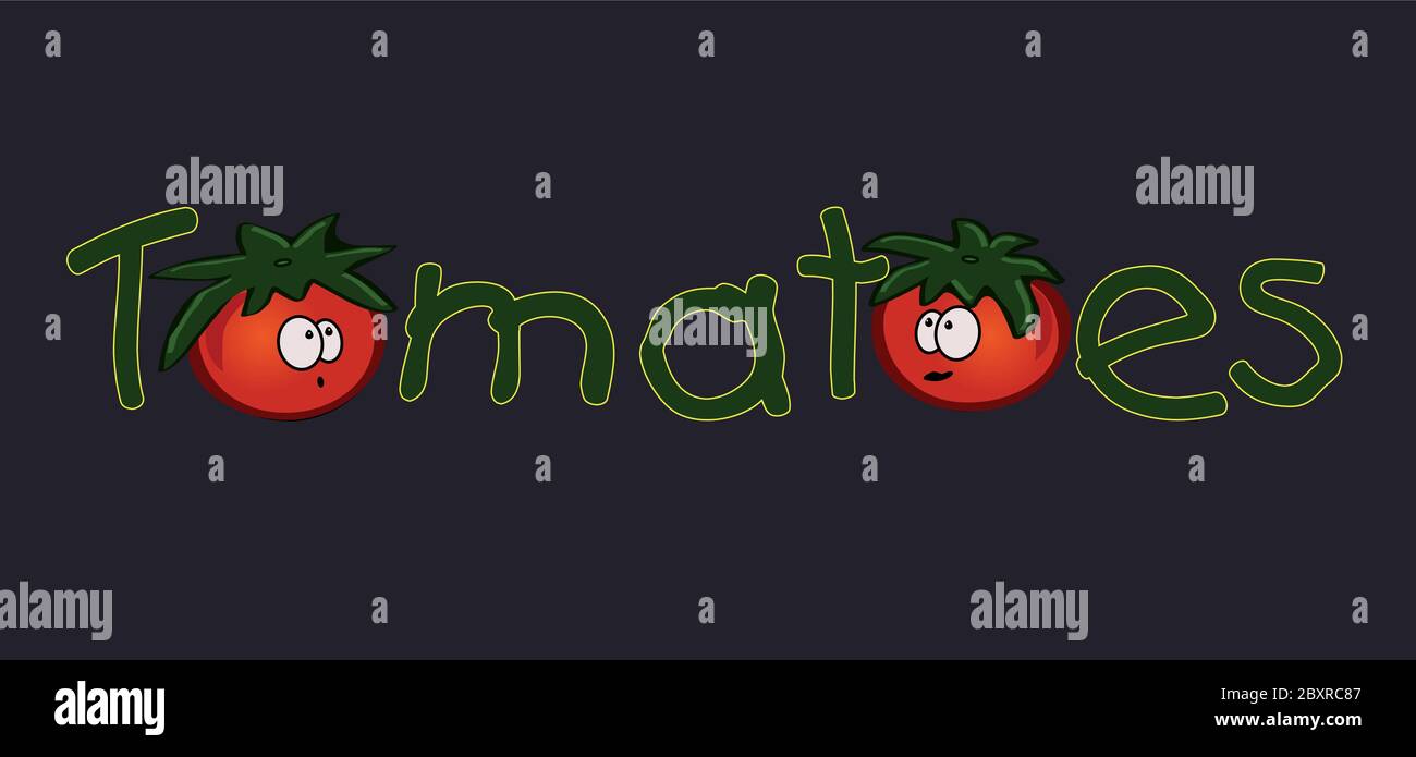 Tomatoes text sample, dark template inscription vector Stock Vector