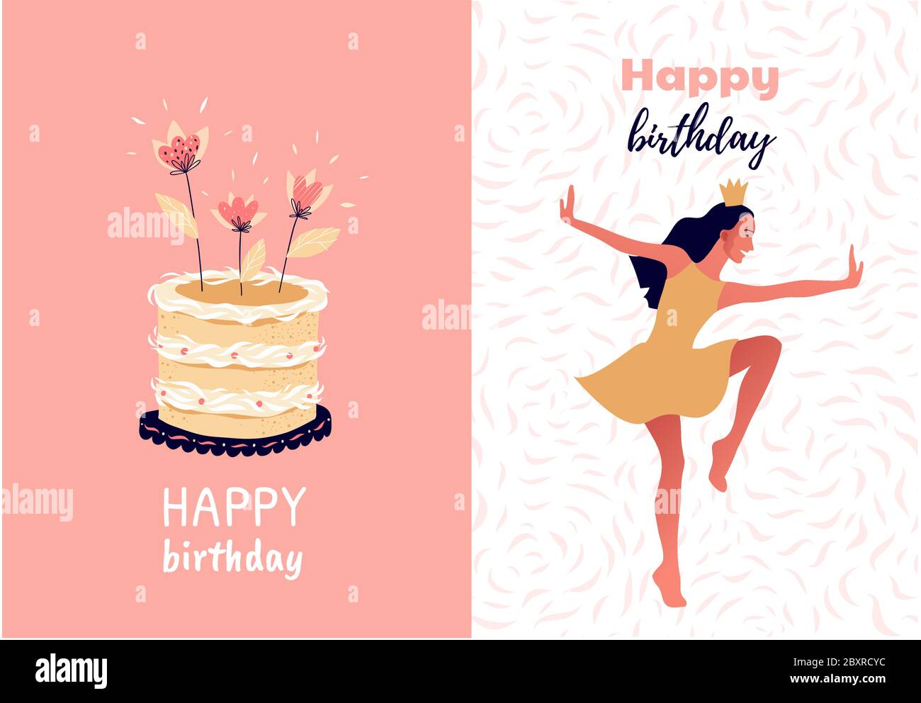 Cute vector illustration of a girl with cake Stock Vector Image & Art ...