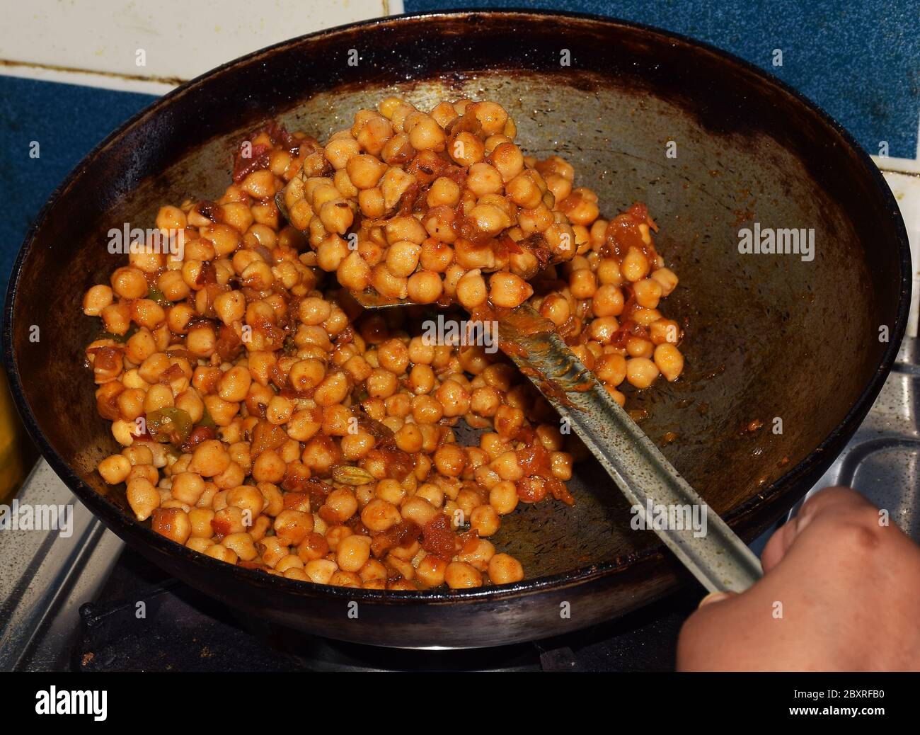 Indian traditional food Chole or Chickpea Gravy Masala. Punjabi Dish