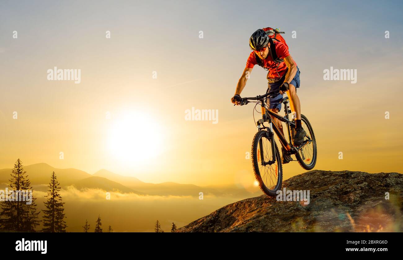 Downhill mountain bike rider sunset hi res stock photography and images Alamy