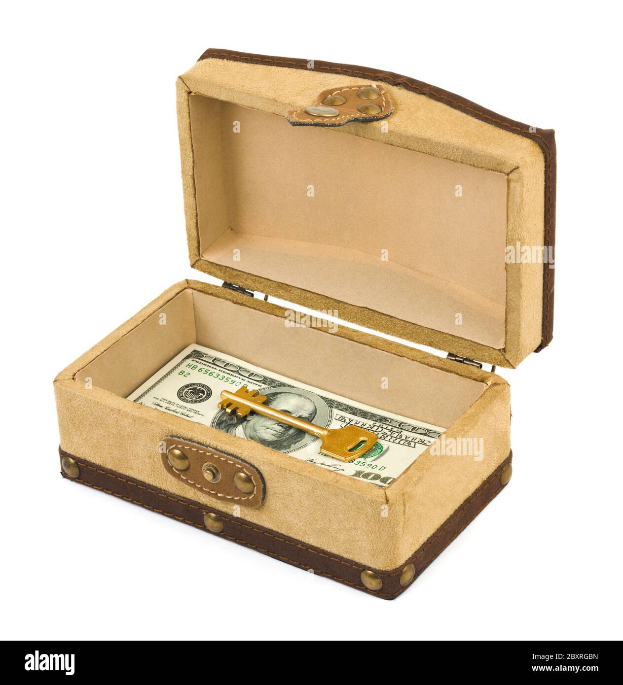 Money and key in box Stock Photo Alamy