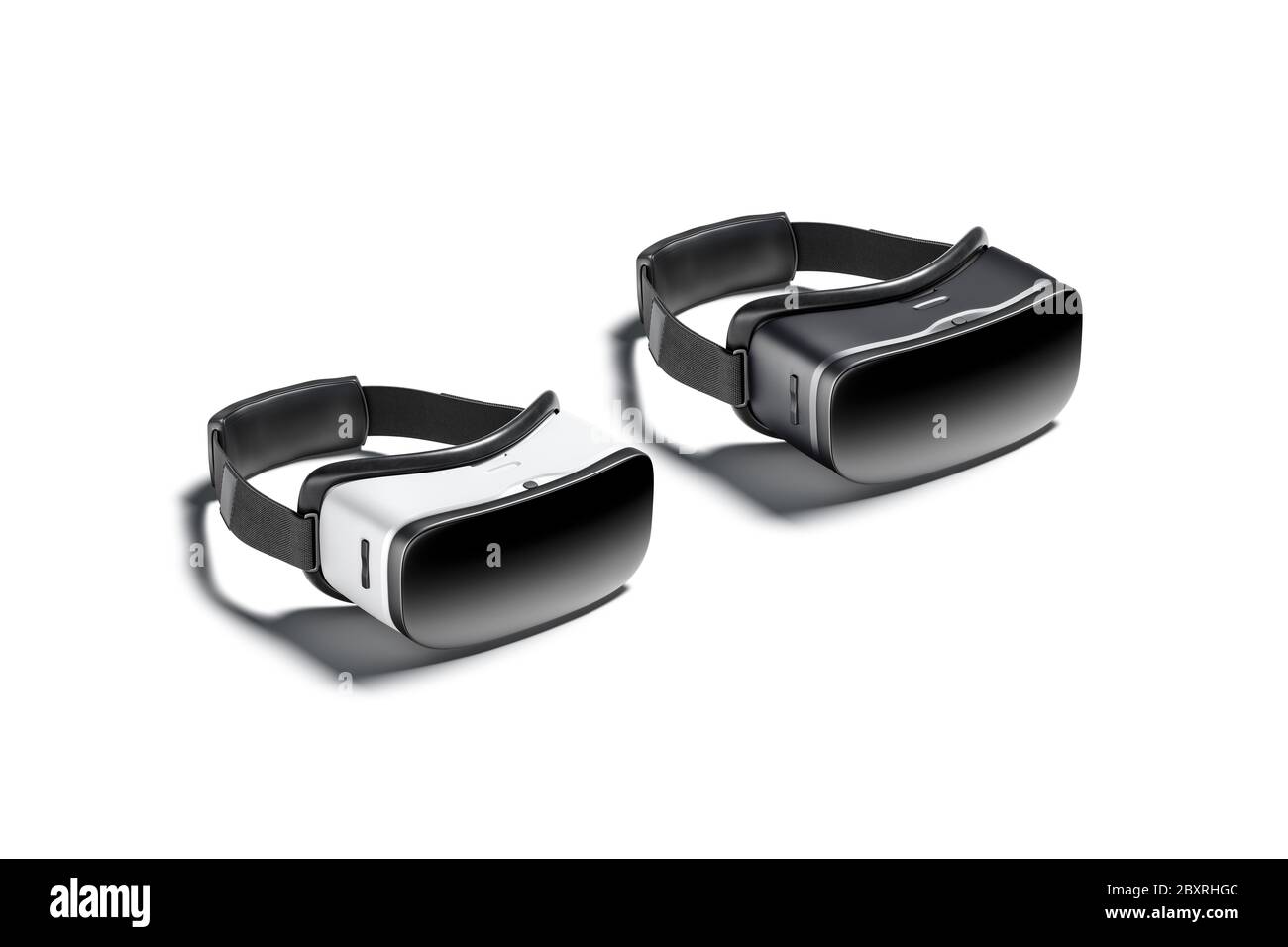 Blank black and white virtual reality goggles mockup, side view Stock Photo