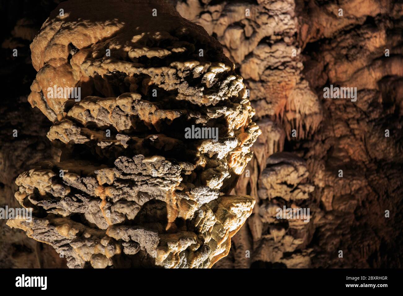 Carsism detail limestone in Grotta del Gigante - Sgonico in Italy Stock Photo