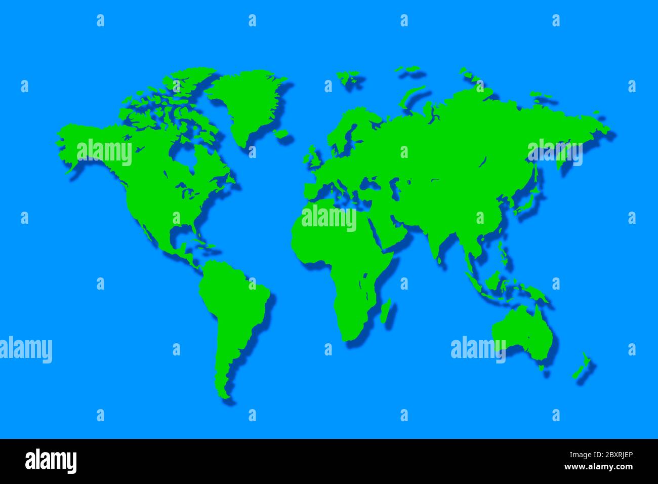 Green World Map Over Blue Background Stock Photo Alamy