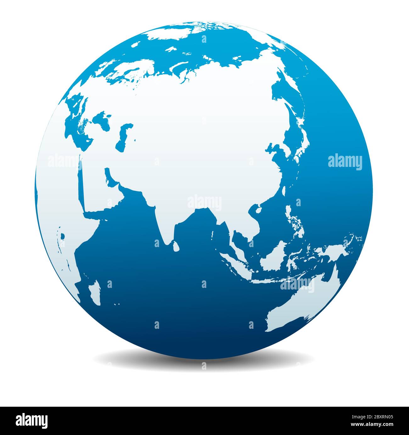 China, India, Malaysia, Philippines, Thailand, Indonesia, Japan.  Vector Map Icon of the World Globe, Earth. Stock Vector