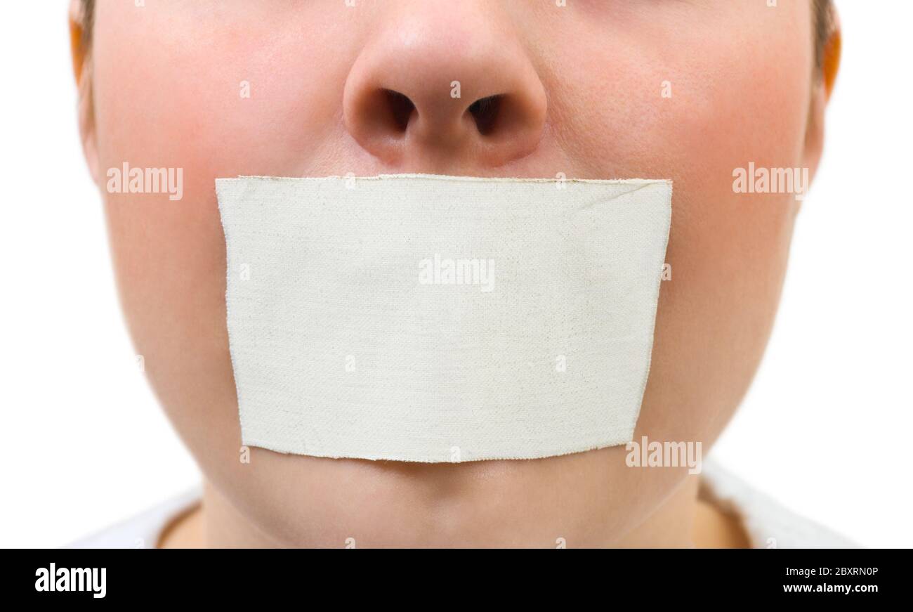 Tape over mouth Stock Photo Alamy