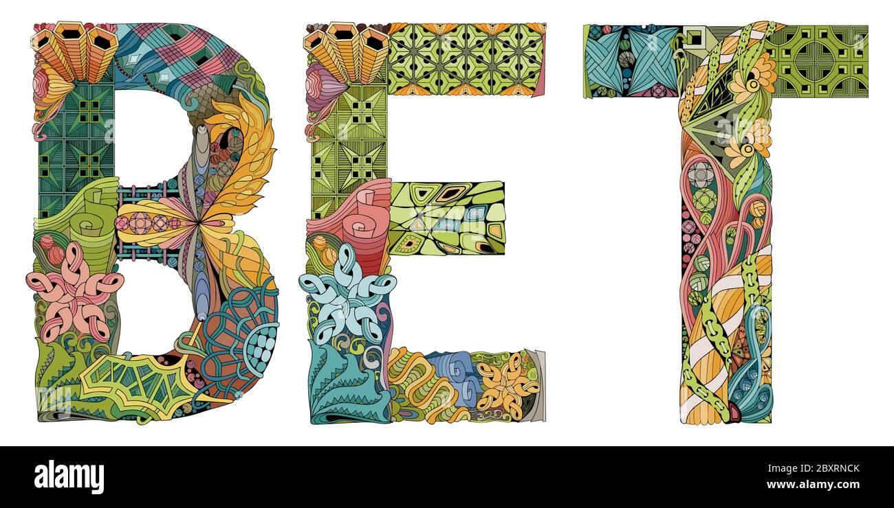 Zentangle stylized word BET. Hand Drawn lace vector illustration Stock ...