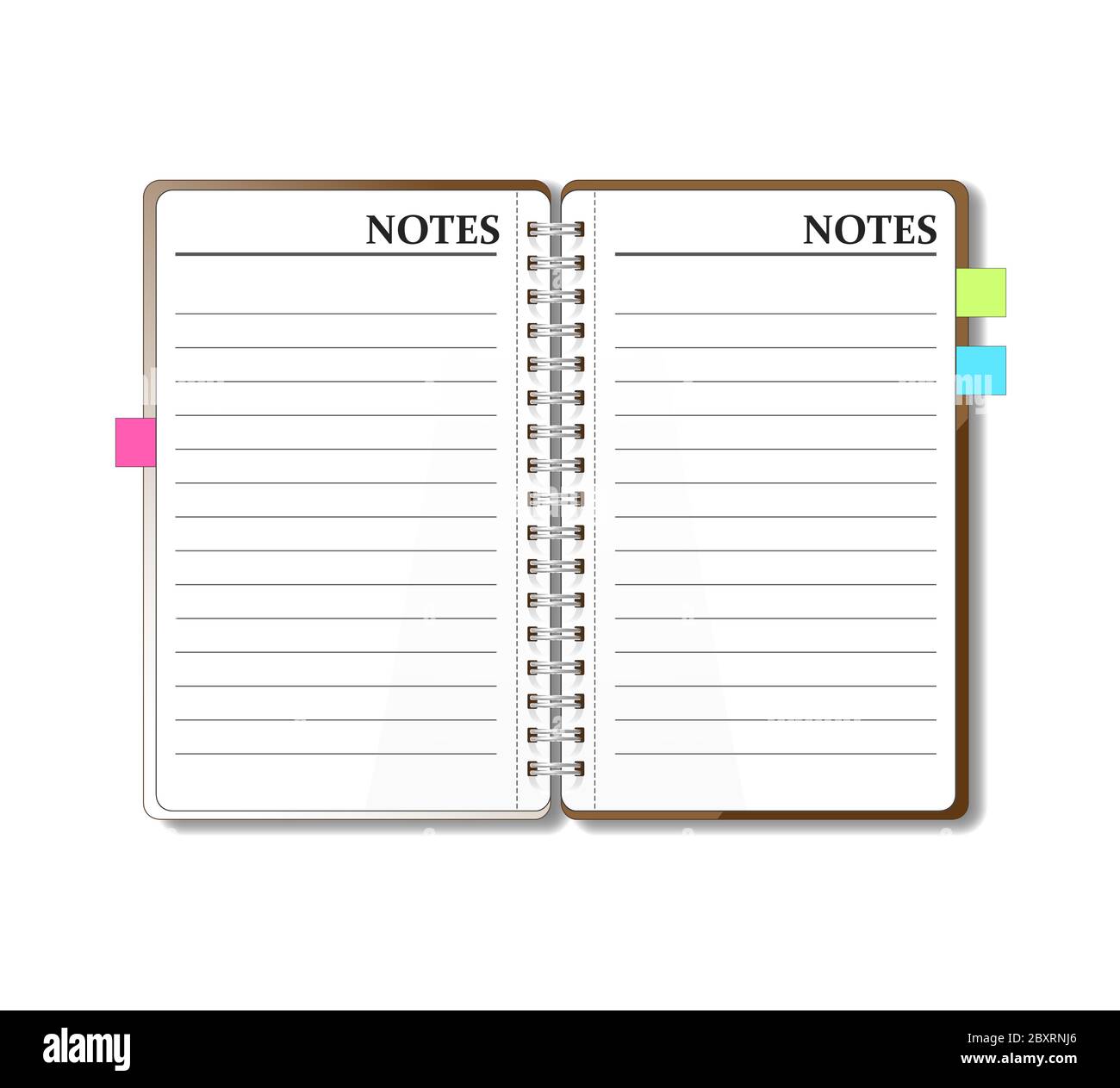 Open pocket diary, notebook, notepad, organizer, planner, journal