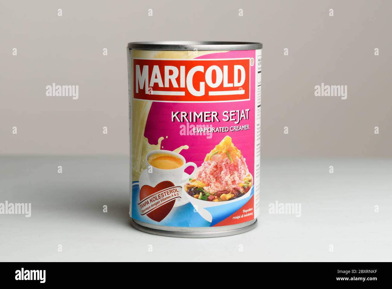 Kuching Sarawak Malaysia April 26 2020 Evaporated Creamer Milk In A Can Under Brand Of Marigold On Grey Background Stock Photo Alamy