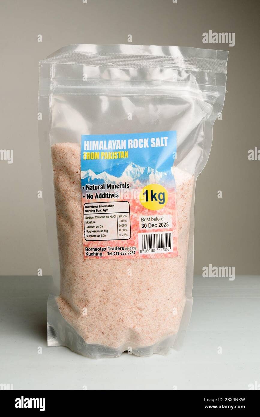 Kuching, Sarawak / Malaysia April 26, 2020 himalayan rock salt in a
