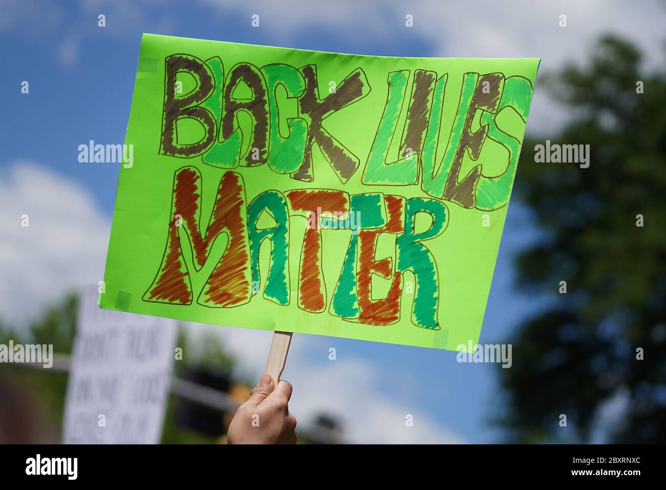 Hundreds of protesters turned out June 7, 2020, for a Black Lives Matter 'Circle of Peace' protest at Centre Square in Easton, Pennsylvania. Stock Photo