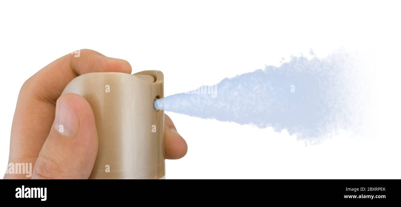 Hand with spray Stock Photo Alamy