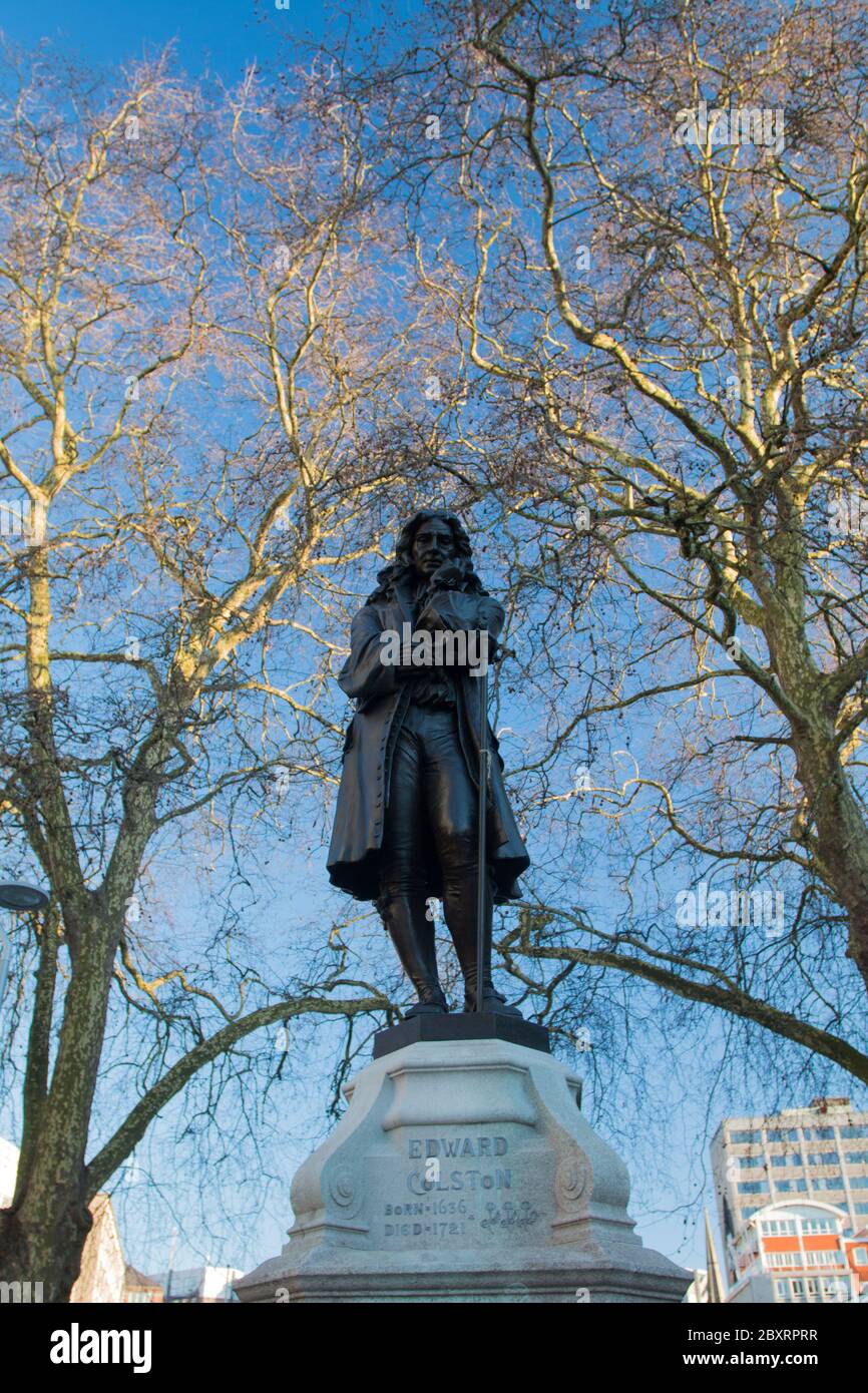 BRISTOL:  Statue of Edward Colston - Toppled 7th June 2020 Stock Photo