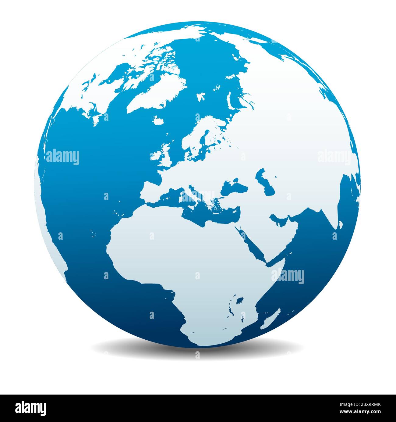 North Pole Europe Top of the World. Vector Map Icon of the World Globe, Earth. All elements are on individual layers in the vector file. Stock Vector