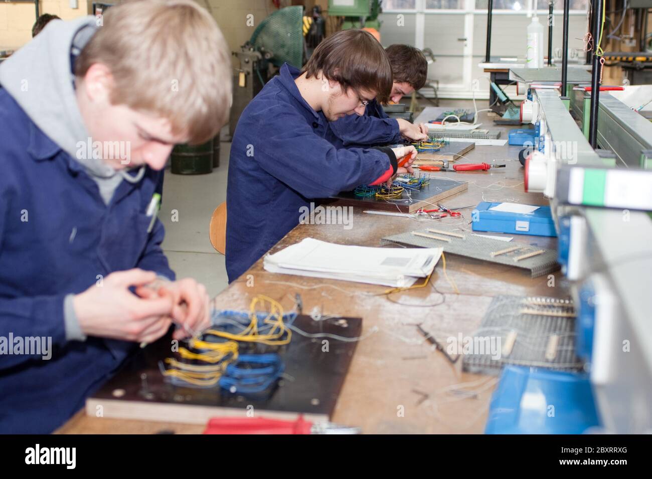 apprentices in the metal industry Stock Photo