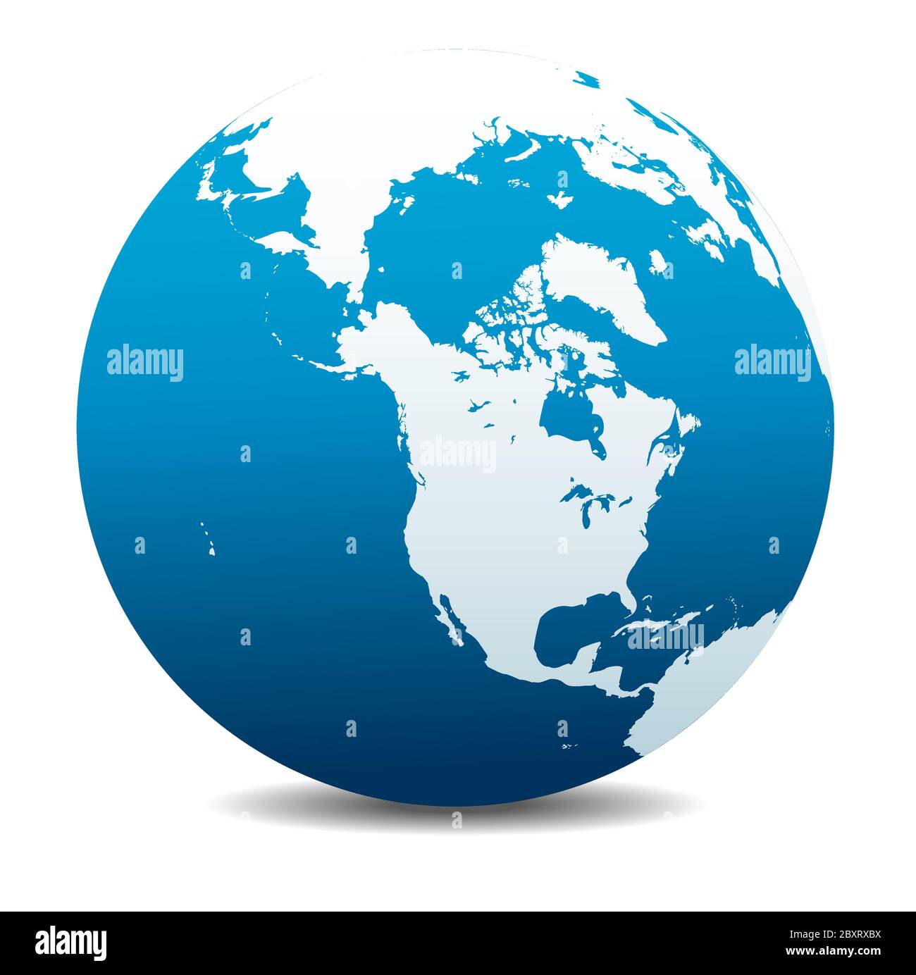 Canada, North America, Siberia and Japan. Vector Map Icon of the World Globe, Earth. All elements are on individual layers in the vector file. Stock Vector
